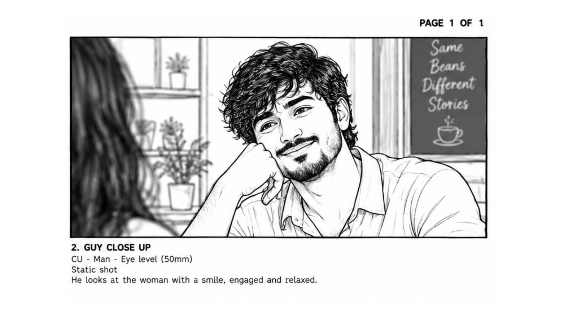 Storyboard shot 4B — man close up